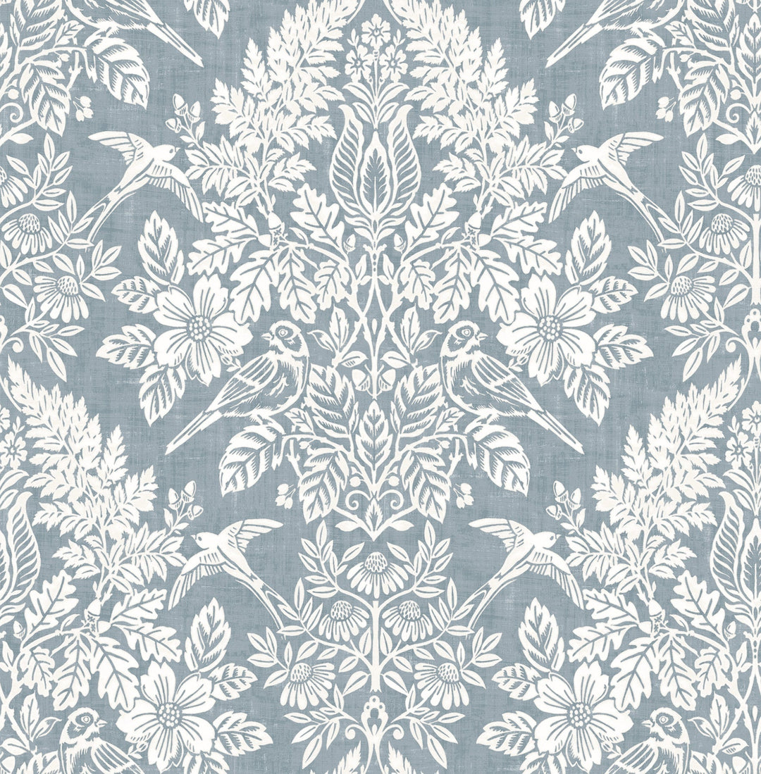 Finch Light Blue Woodland Damask Wallpaper by A-Street Prints Designer