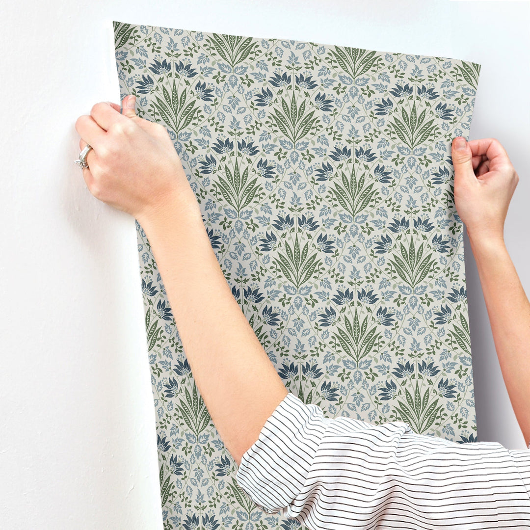 Woodbury Blue Floral Damask Wallpaper by A-Street Prints Designer