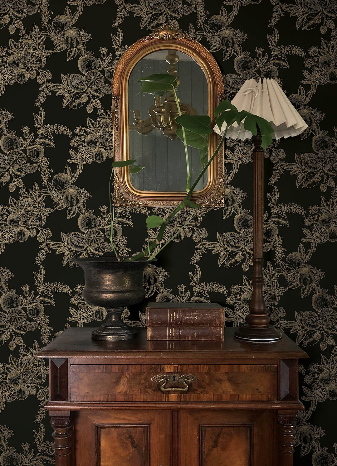 Gerty Gold Fruit Toile Wallpaper by A-Street Prints Designer
