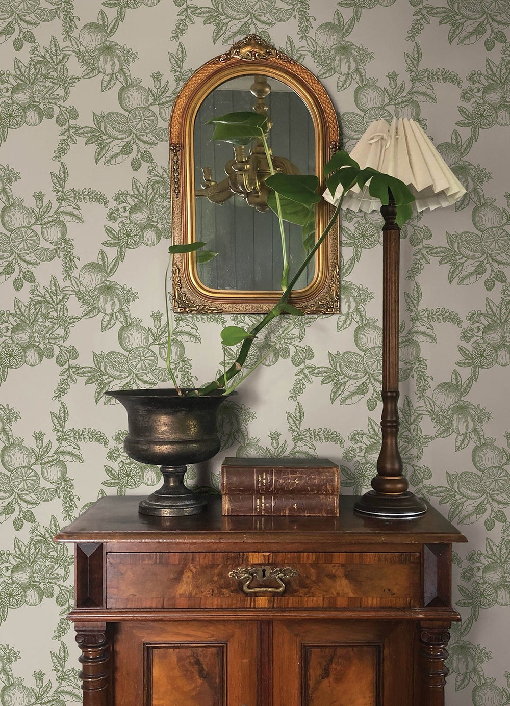 Gerty Green Fruit Toile Wallpaper by A-Street Prints Designer