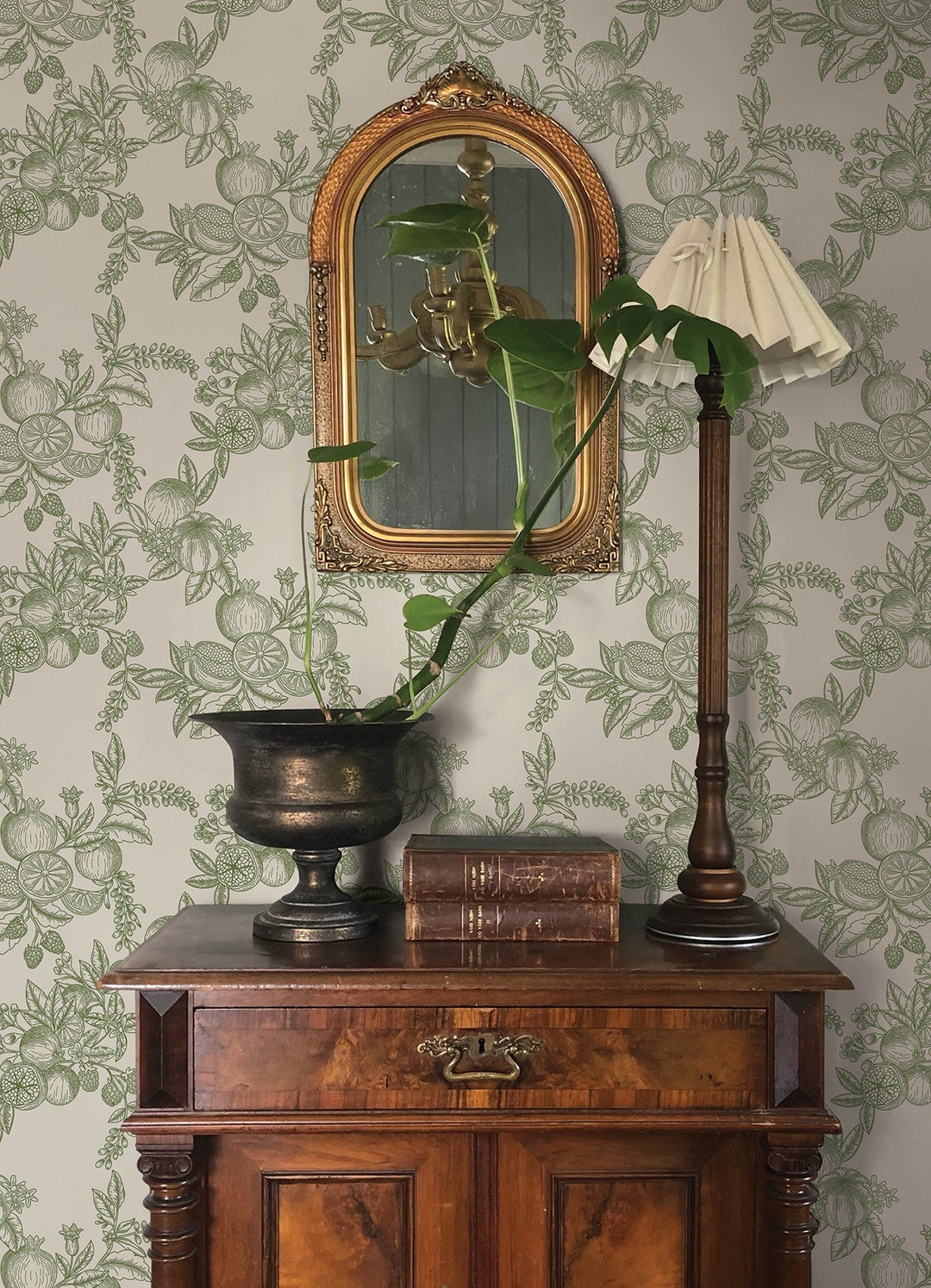 Gerty Green Fruit Toile Wallpaper by A-Street Prints Designer