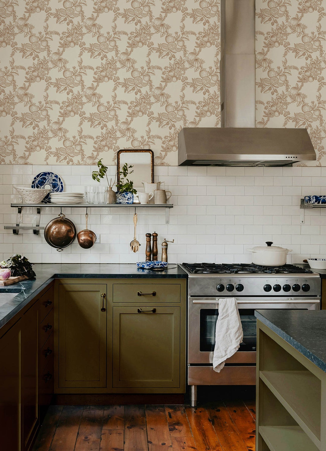 Gerty Copper Fruit Toile Wallpaper by A-Street Prints Designer