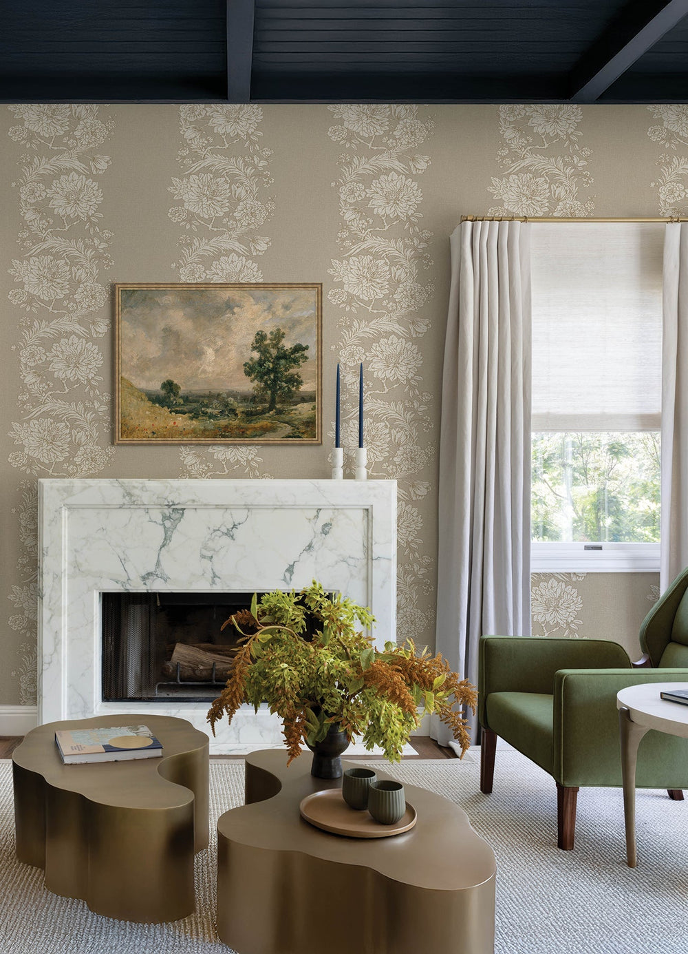 Gisela Neutral Floral Columns Wallpaper by A-Street Prints Designer