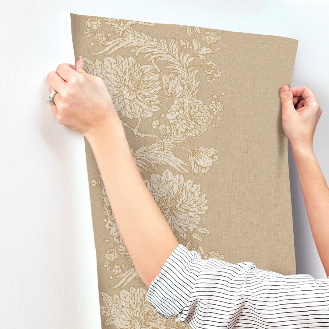 Gisela Neutral Floral Columns Wallpaper by A-Street Prints Designer