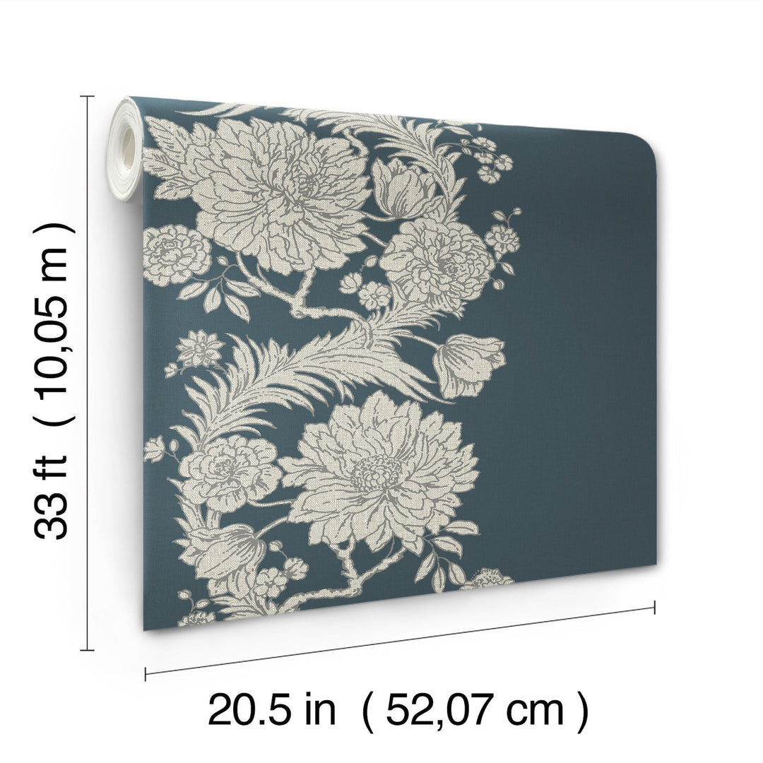 Gisela Blue Floral Columns Wallpaper by A-Street Prints Designer