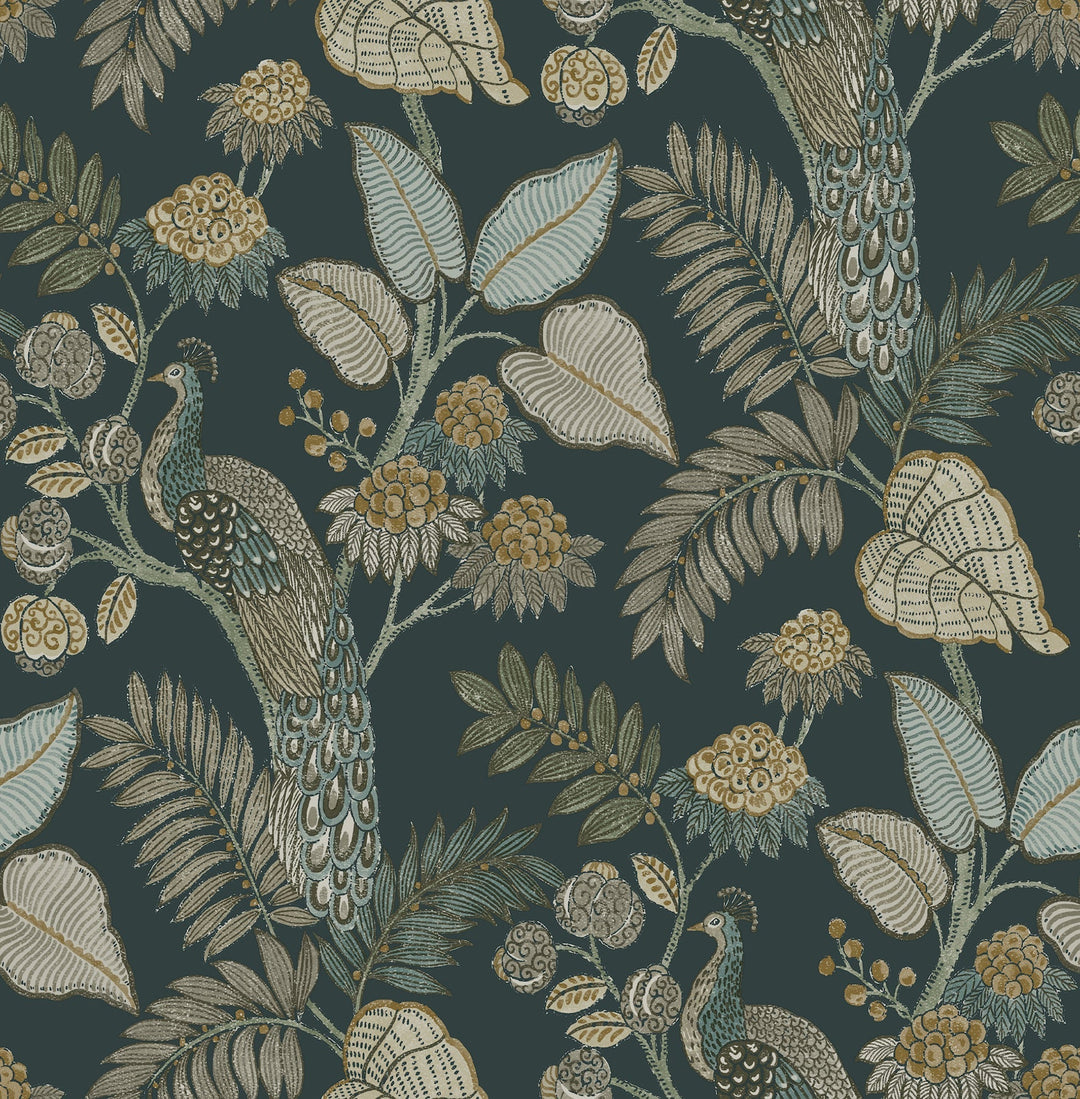 Geneva Sea Green Peacock Paradise Wallpaper by A-Street Prints Designer