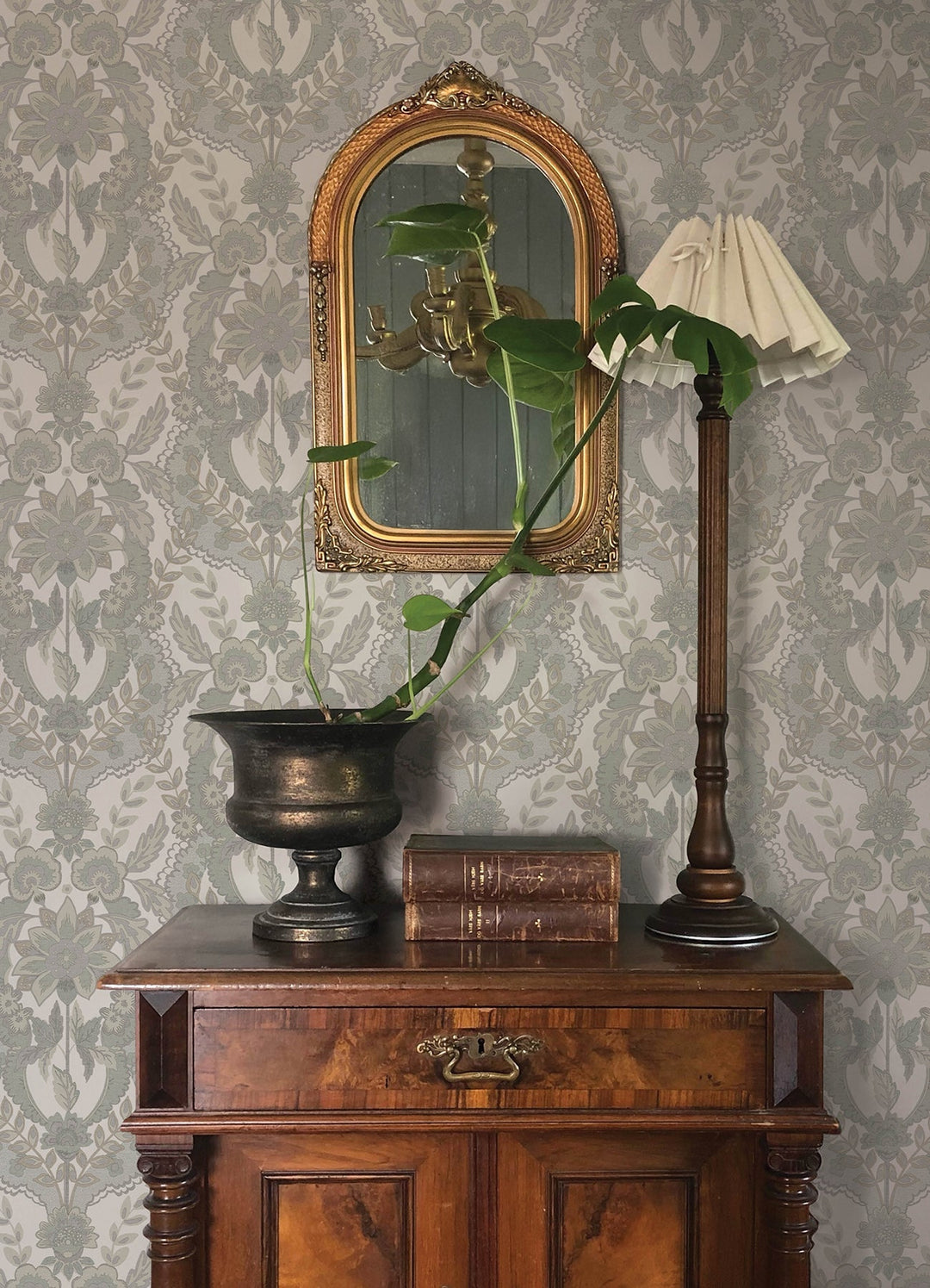 Collins Light Blue Damask Wallpaper by A-Street Prints Designer