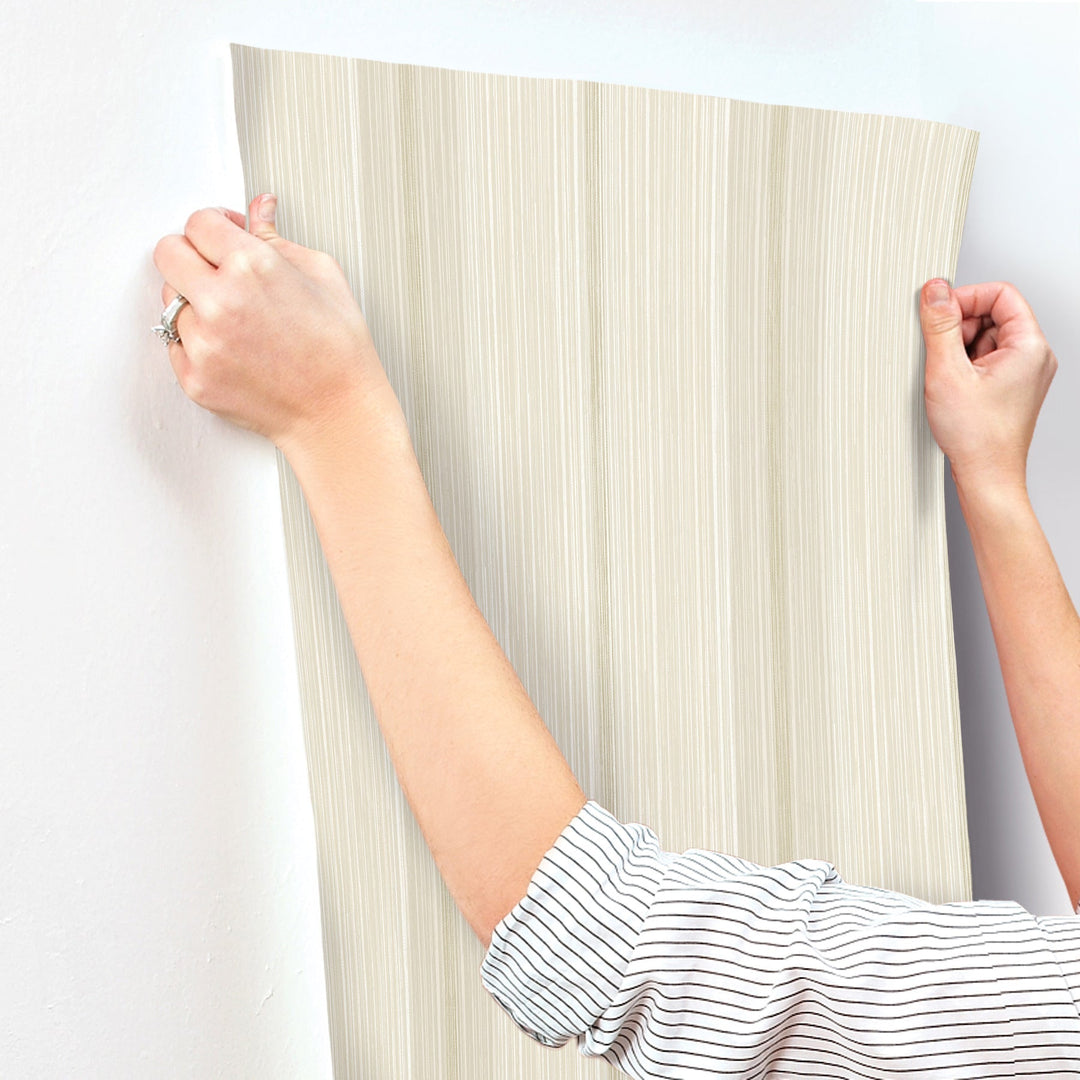 Ames Beige Linen Stripe Wallpaper by A-Street Prints Designer