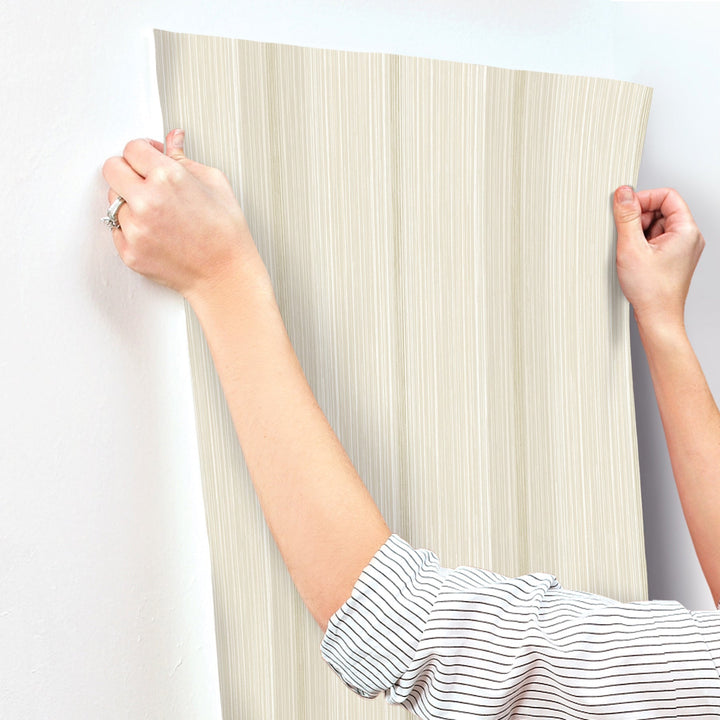 Ames Beige Linen Stripe Wallpaper by A-Street Prints Designer