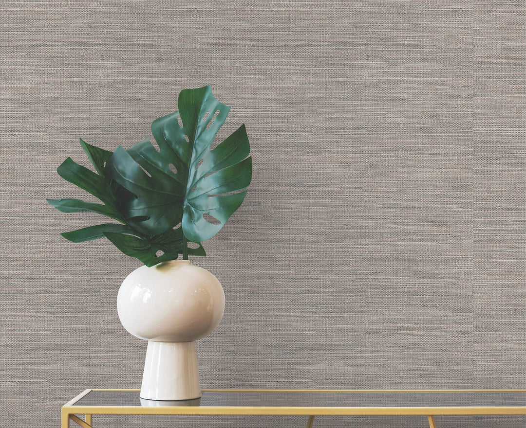 Winn Dark Brown Faux Grasscloth Wallpaper by Warner Designer