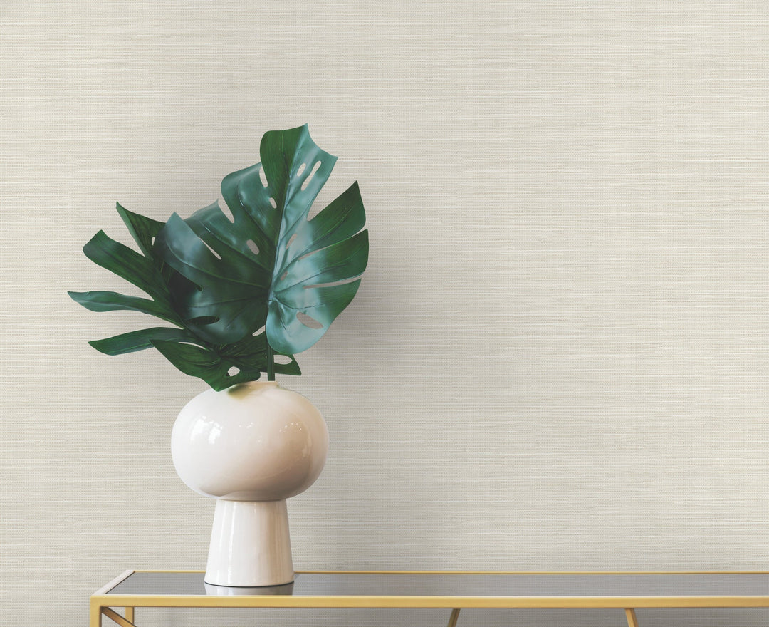 Winn Cream Faux Grasscloth Wallpaper by Warner Designer