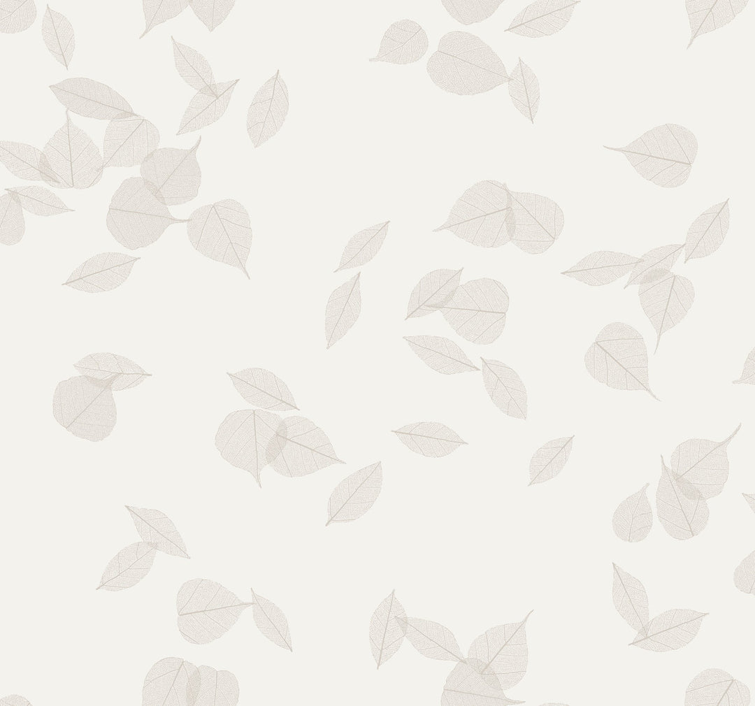 Myles White Leaves Wallpaper by Warner Designer