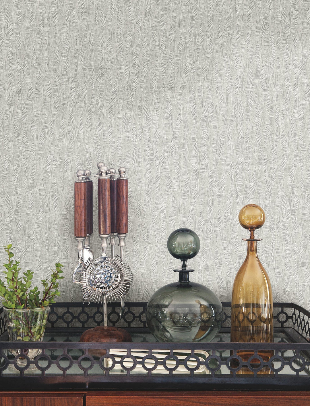Bryson Sterling Feathered Texture Wallpaper by Warner Designer