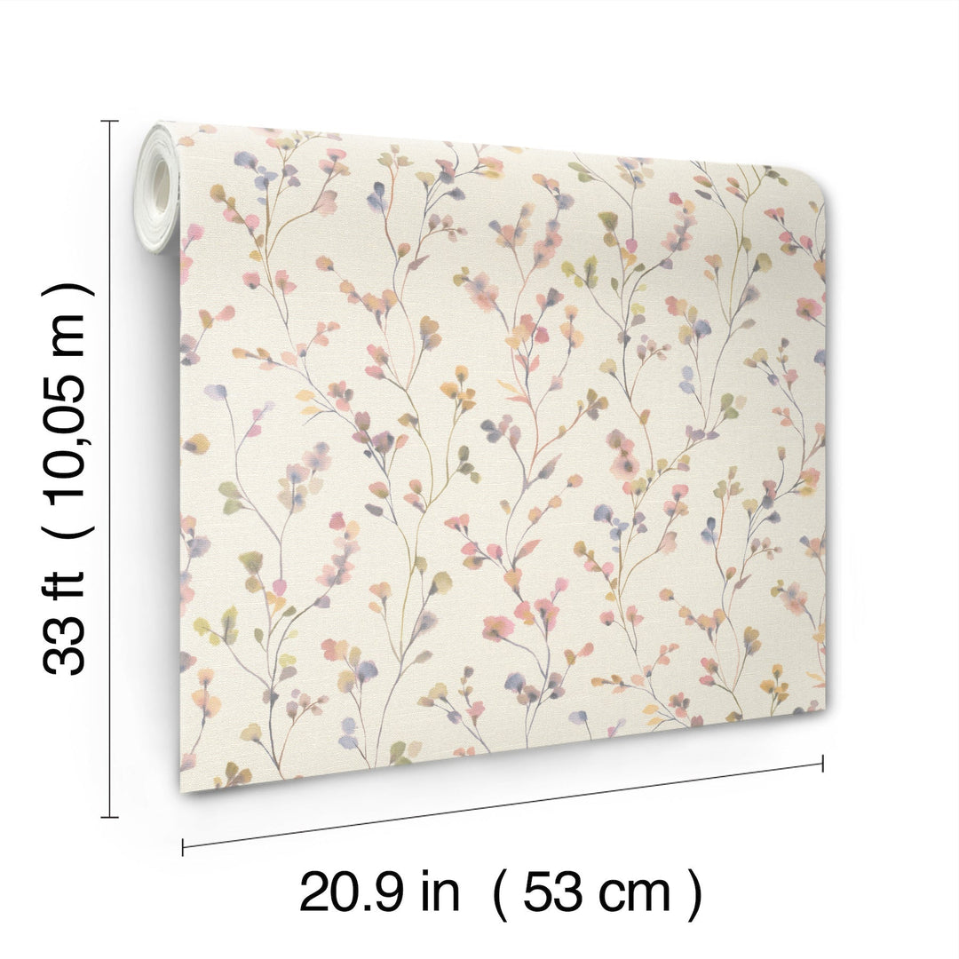Romy Pink Springtime Trail Wallpaper by A-Street Prints Designer
