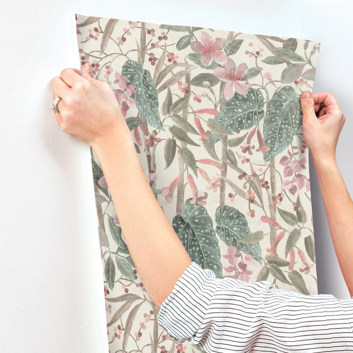 Kalina Teal Floral Fruits Wallpaper by A-Street Prints Designer