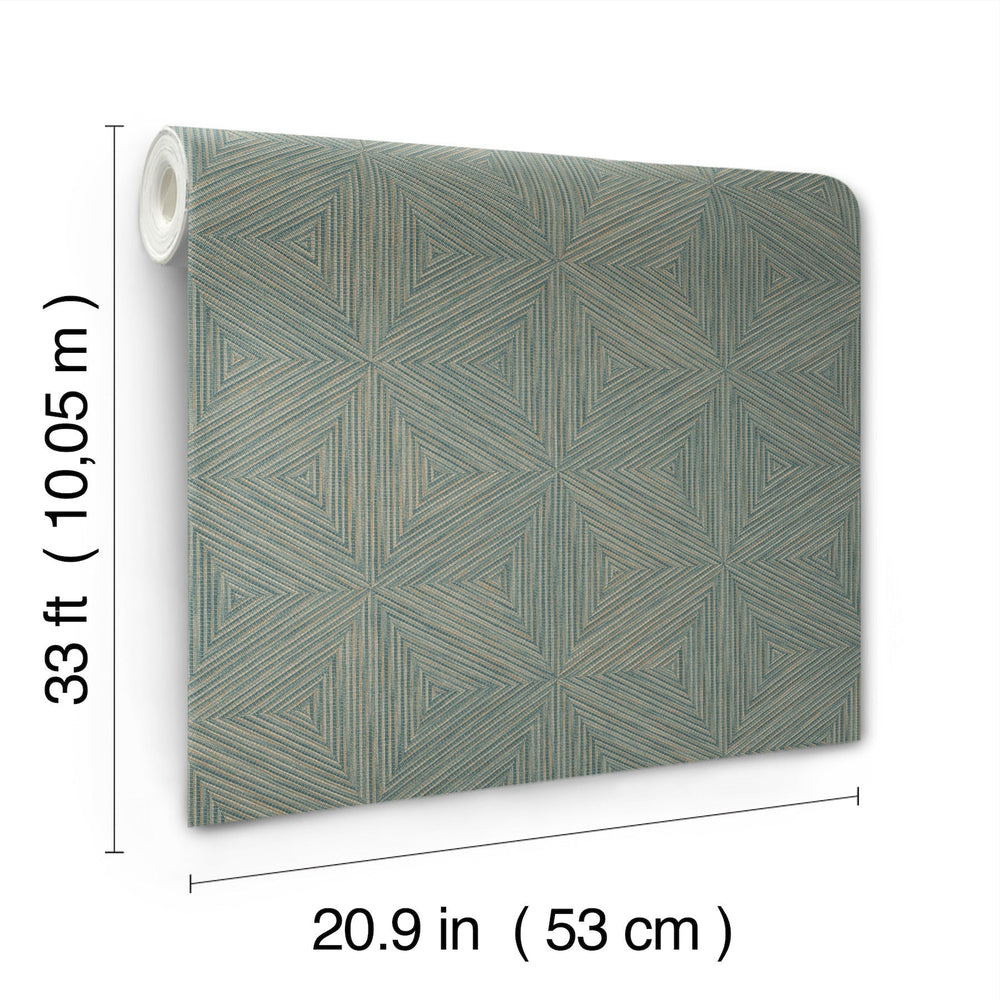 Anara Teal Geo Faux Grasscloth Wallpaper by A-Street Prints Designer
