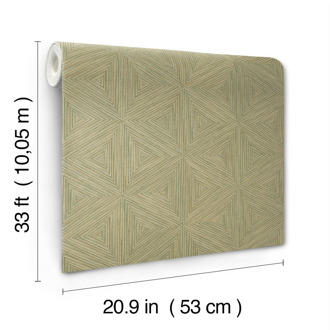 Anara Green Geo Faux Grasscloth Wallpaper by A-Street Prints Designer