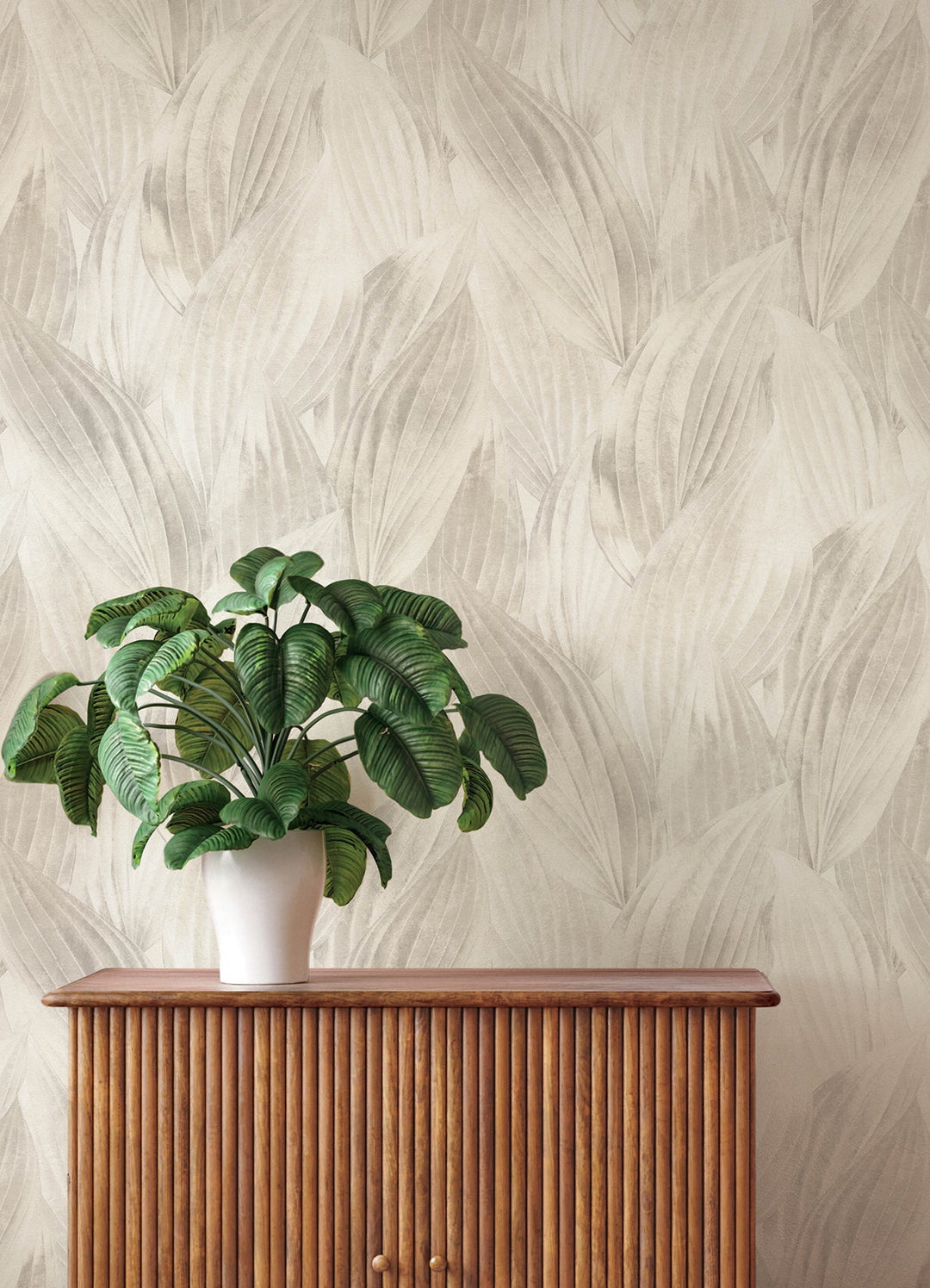 Melora Light Grey Leaf Wallpaper by A-Street Prints Designer