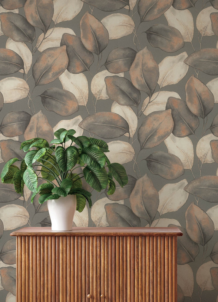 Evanthe Charcoal Vine Wallpaper by A-Street Prints Designer