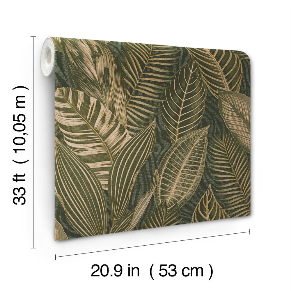 Acacius Dark Green Tropical Foliage Wallpaper by A-Street Prints Designer