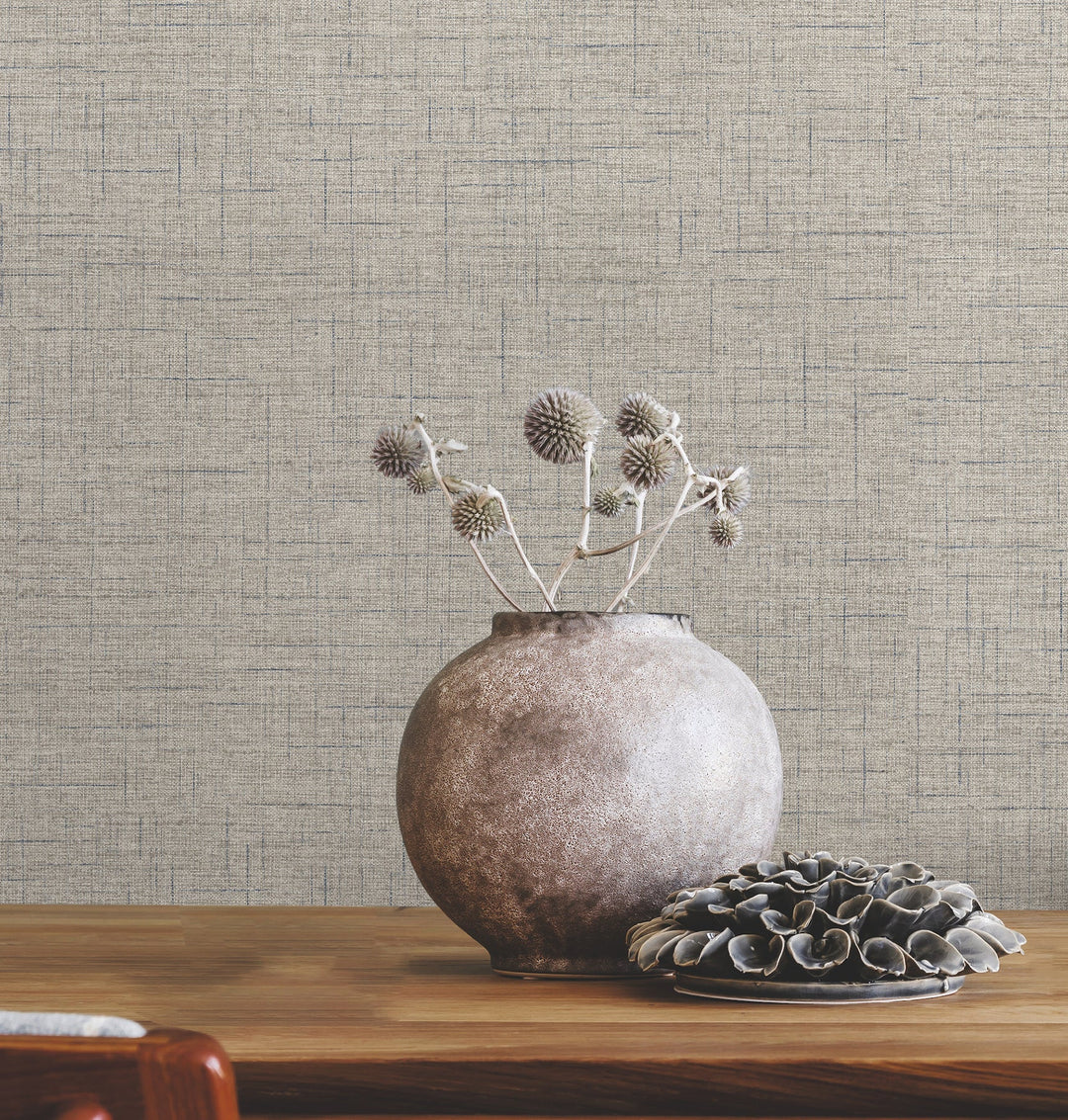 Leon Olive Faux Fabric Wallpaper by Warner Designer