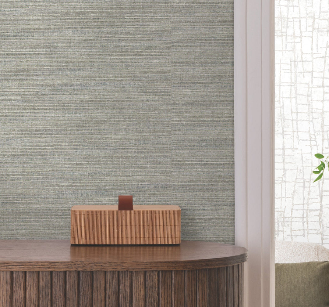 Rhett Dark Green Striated Wallpaper by Warner Designer