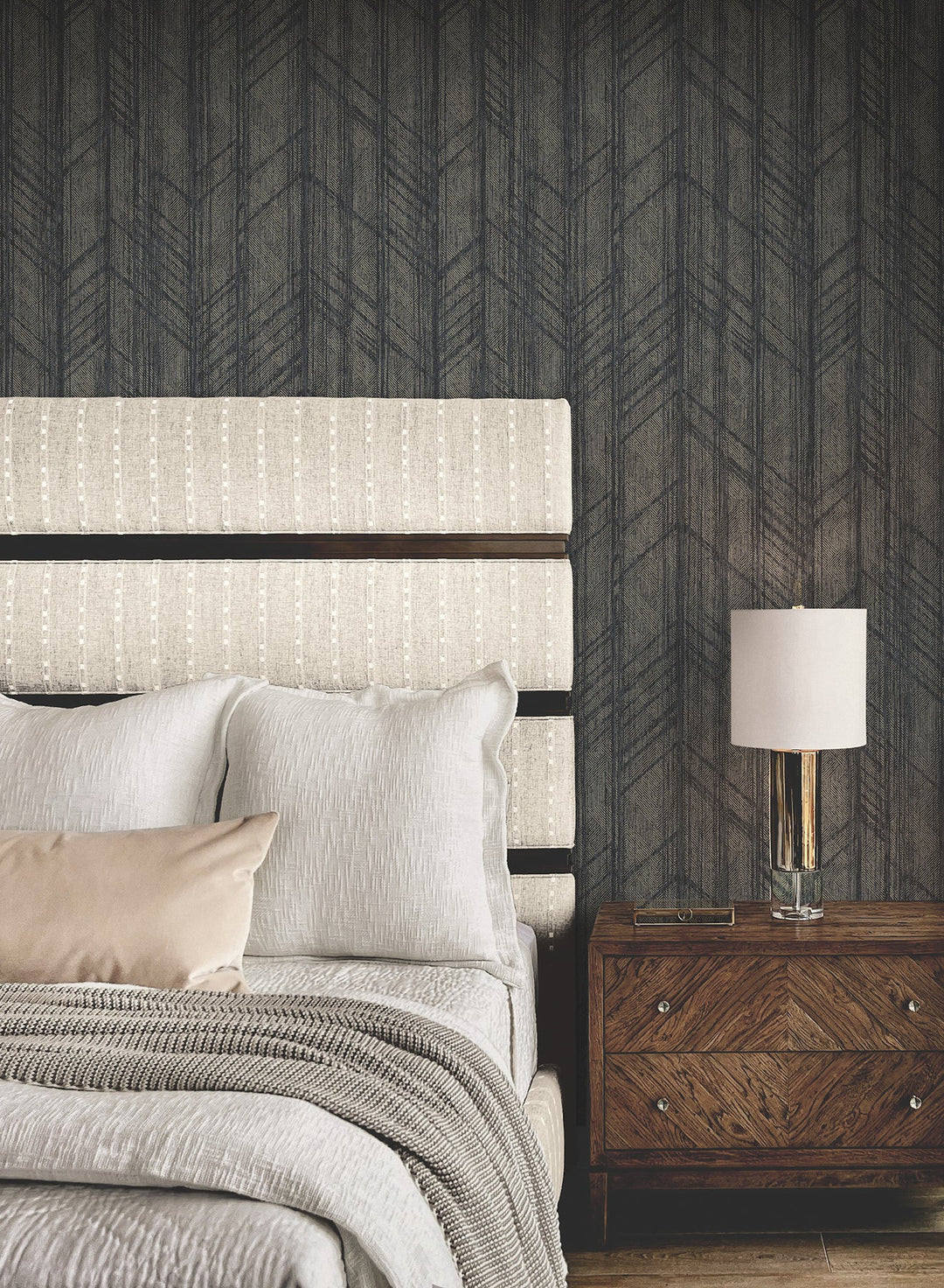 Winthrop Slate Geometric Wallpaper by Ronald Redding Designer