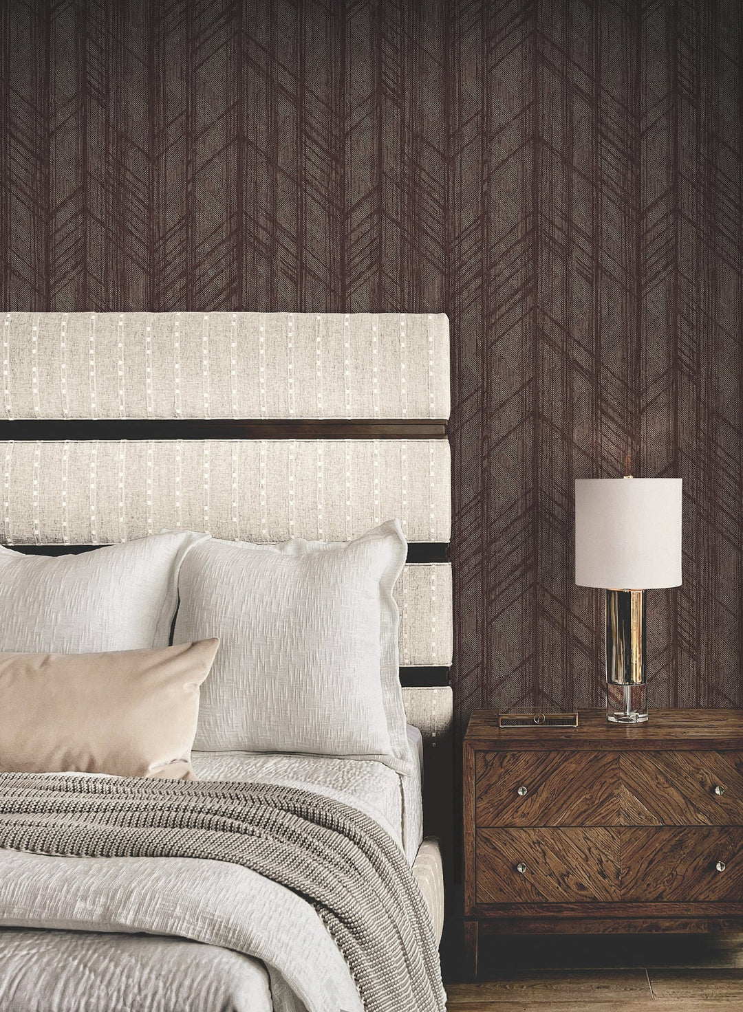 Winthrop Merlot Geometric Wallpaper by Ronald Redding Designer