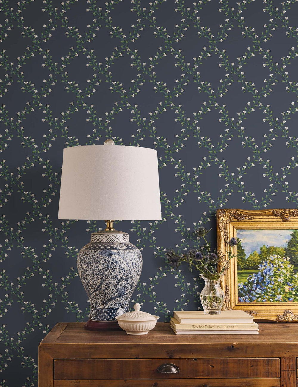Bellflower Navy Wallpaper by Rifle Paper Co. Designer
