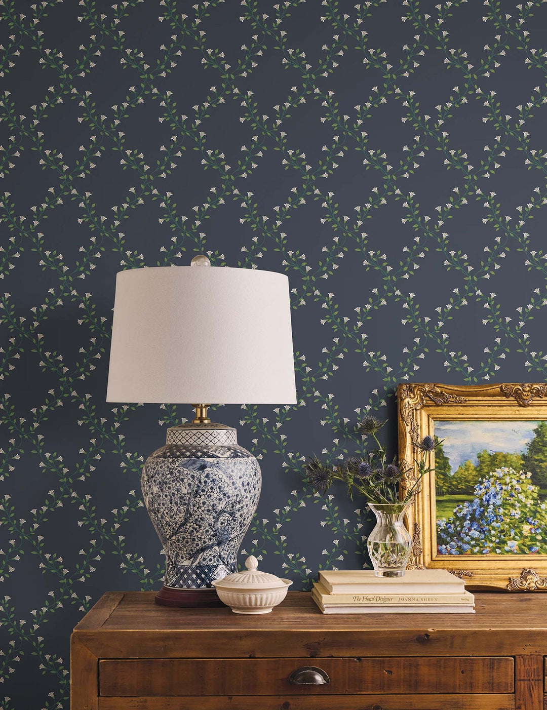 Bellflower Navy Wallpaper by Rifle Paper Co. Designer