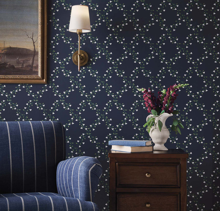Bellflower Navy Wallpaper by Rifle Paper Co. Designer