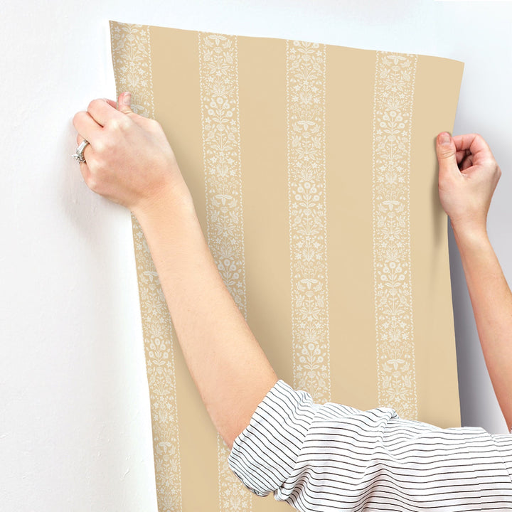 Estee Stripe Gold Wallpaper by Rifle Paper Co. Designer