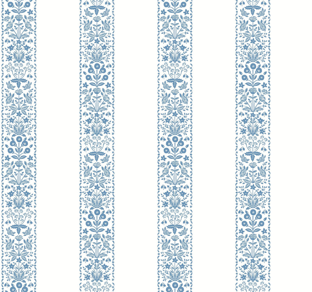 Estee Stripe Blue & White Wallpaper by Rifle Paper Co. Designer