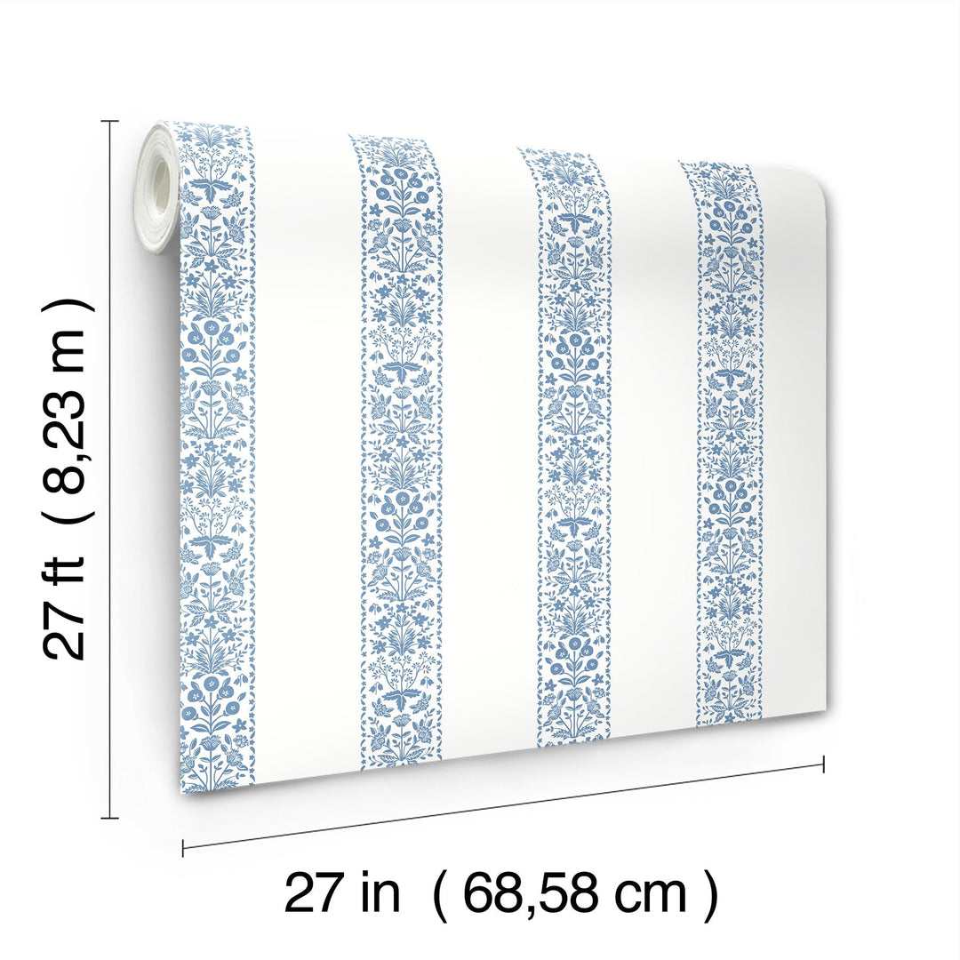 Estee Stripe Blue & White Wallpaper by Rifle Paper Co. Designer
