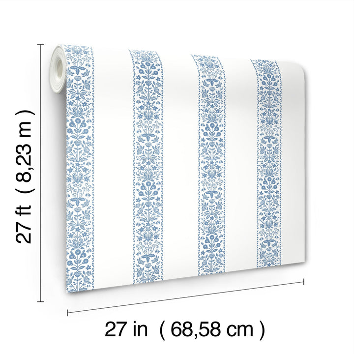 Estee Stripe Blue & White Wallpaper by Rifle Paper Co. Designer