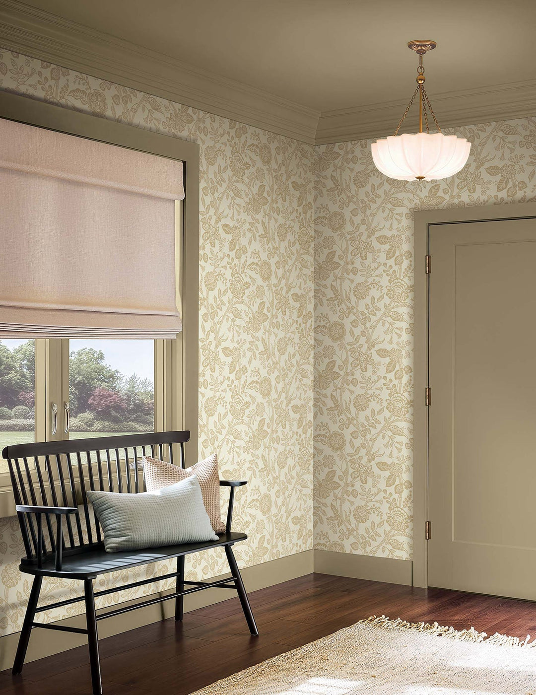 Gracie Garden Gold & Linen Wallpaper by Rifle Paper Co. Designer