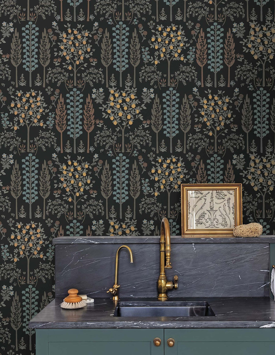 Fenna Black Wallpaper by Rifle Paper Co. Designer