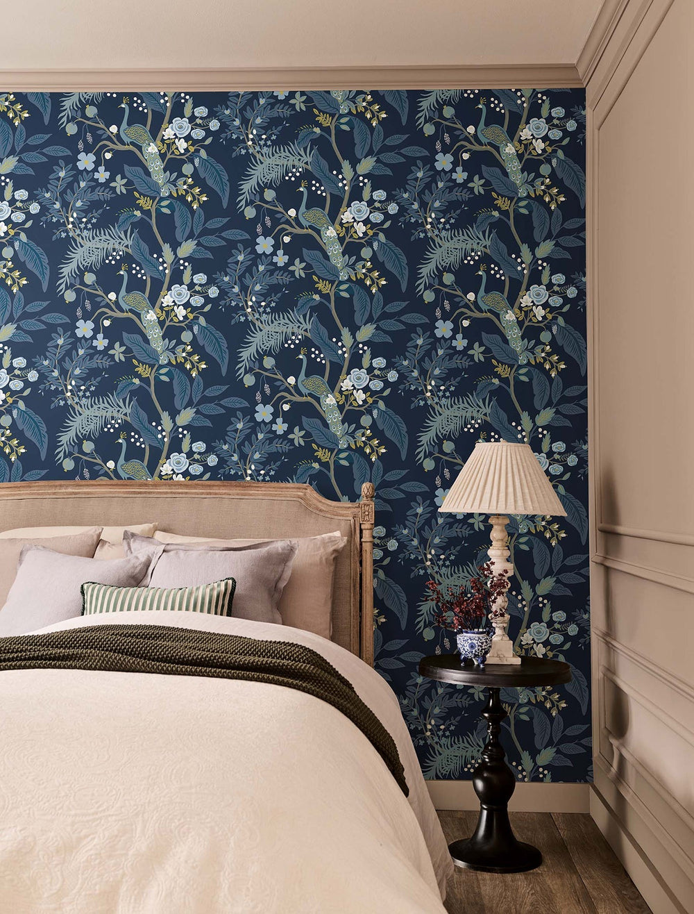 Peacock Navy Wallpaper by Rifle Paper Co. Designer