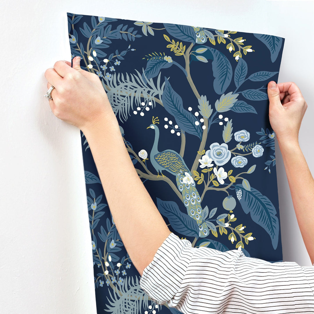 Peacock Navy Wallpaper by Rifle Paper Co. Designer