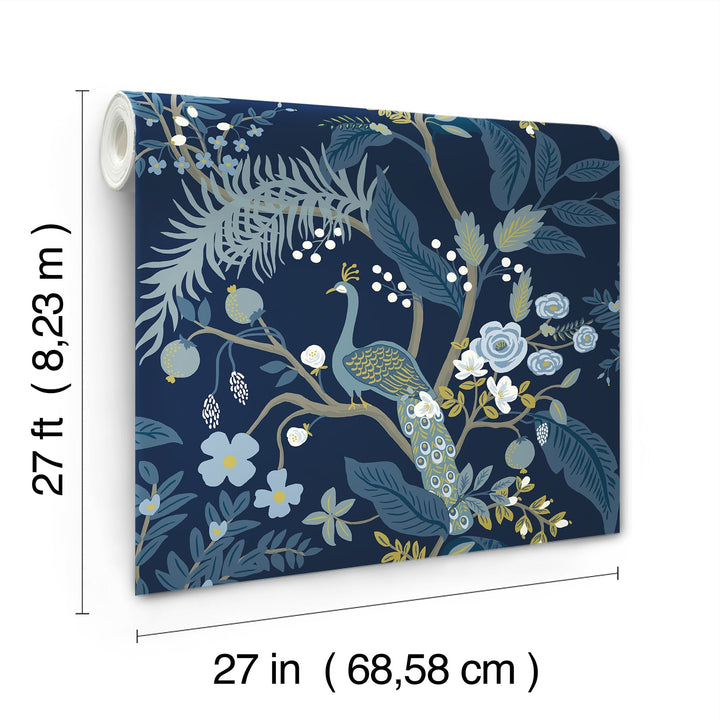 Peacock Navy Wallpaper by Rifle Paper Co. Designer