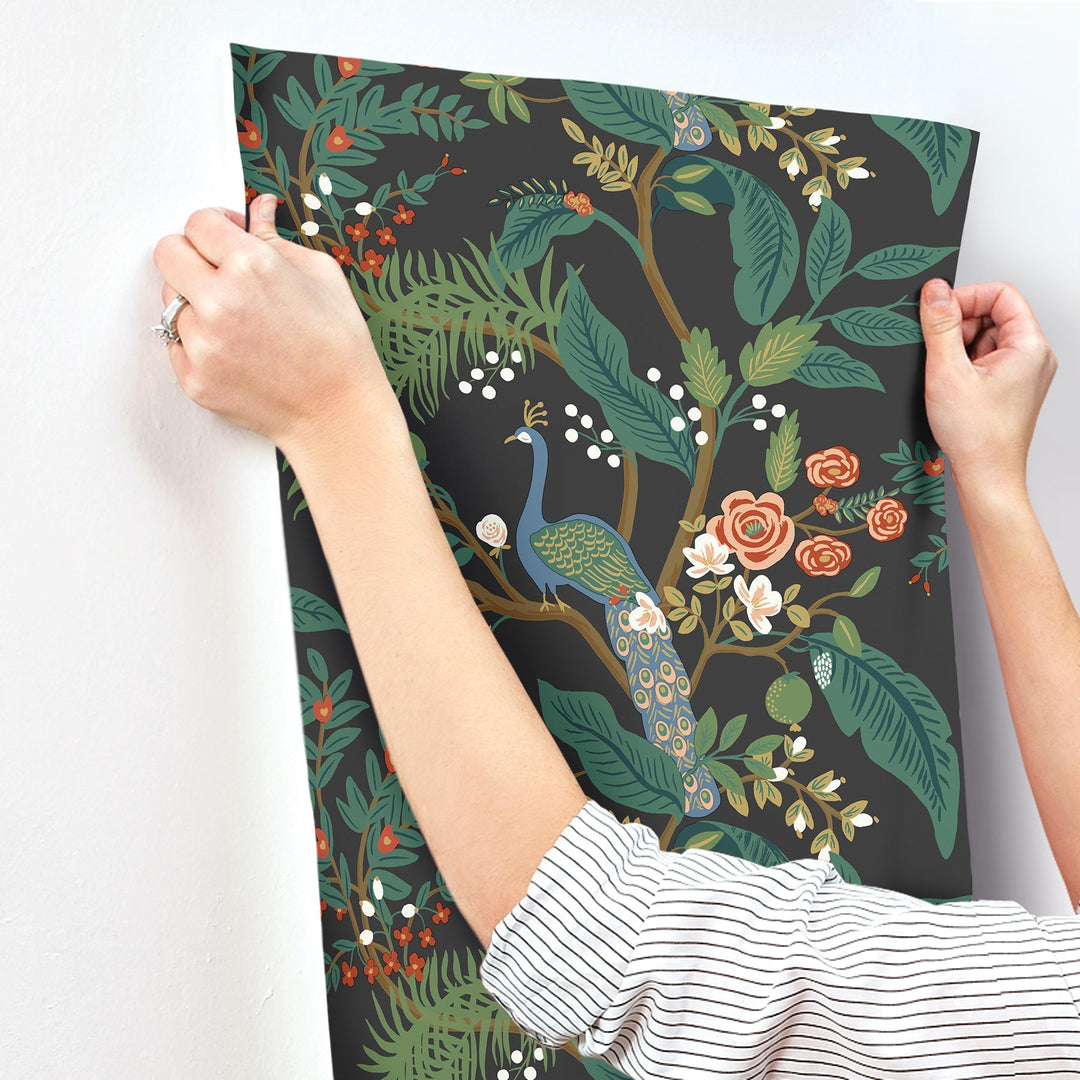 Peacock Charcoal Wallpaper by Rifle Paper Co. Designer