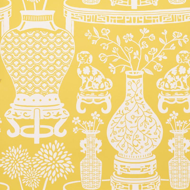 Hellene Yellow 5010550 by Schumacher Designer Wallpaper Step Lively 27.5" - Swanky Fabrics -