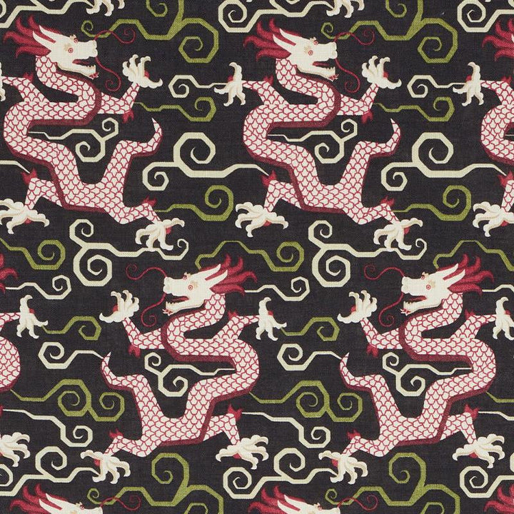 Bixi Dragon Black 179001 by Schumacher Designer Fabric Schumacher X Williams Sonoma 6.75" - Swanky Fabrics -