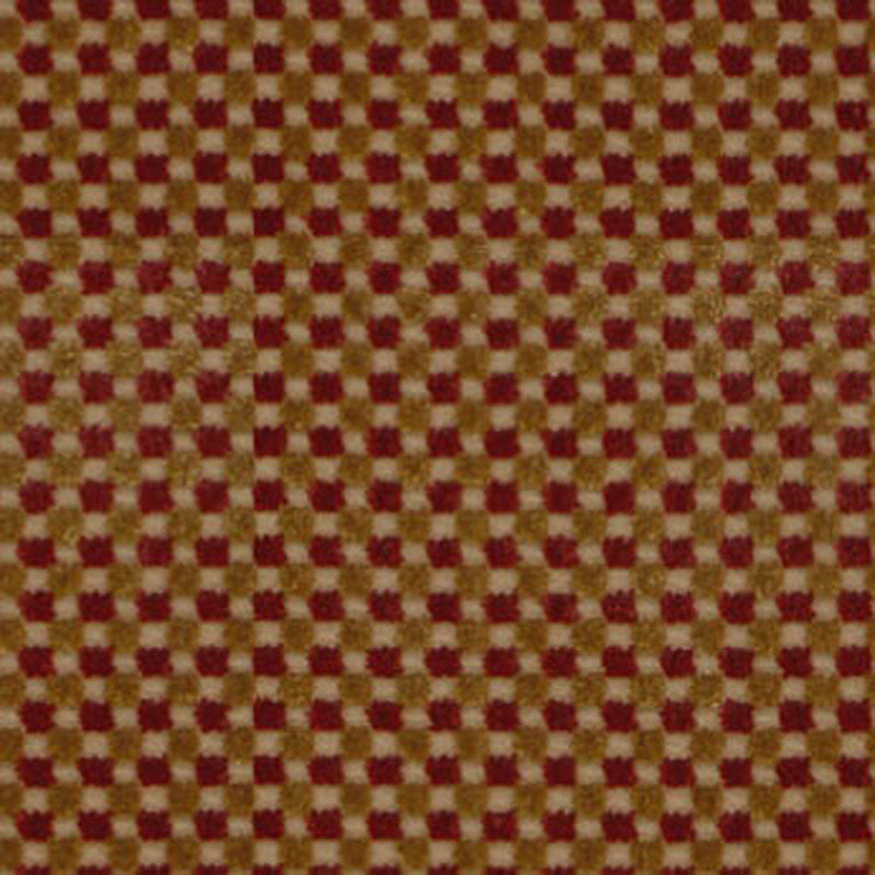Fenwick Check Velvet Red/Gold 43551 by Schumacher Fabric Schumacher Fabric Fenwick Check Velvet Red/Gold 43551Fabric VISCOSE 82% BELGIUM </p><p>Repeat: H: HORZ. 3/8" (1CM) , V: VERT. 3/8" (1CM) 54 - Fabric Carolina -