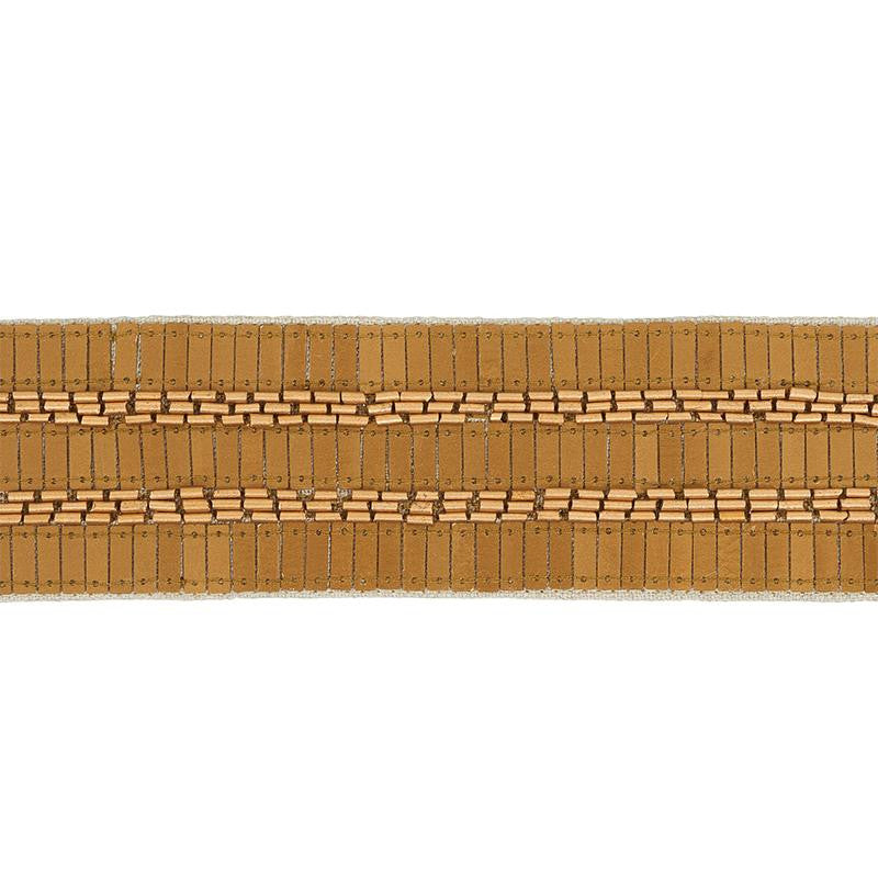 Trento Beaded Tape Gold 77381 by Schumacher Designer Trim Statement Trims - Swanky Fabrics -