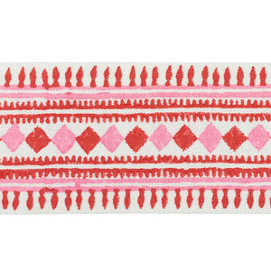 Schumacher Trim Toula Hand Blocked Linen Tape Red & Pink 77331