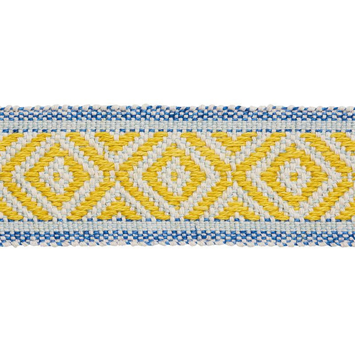 Larson Handwoven Tape Yellow & Blue 77460 by Schumacher Designer Trim Statement Trims - Swanky Fabrics -