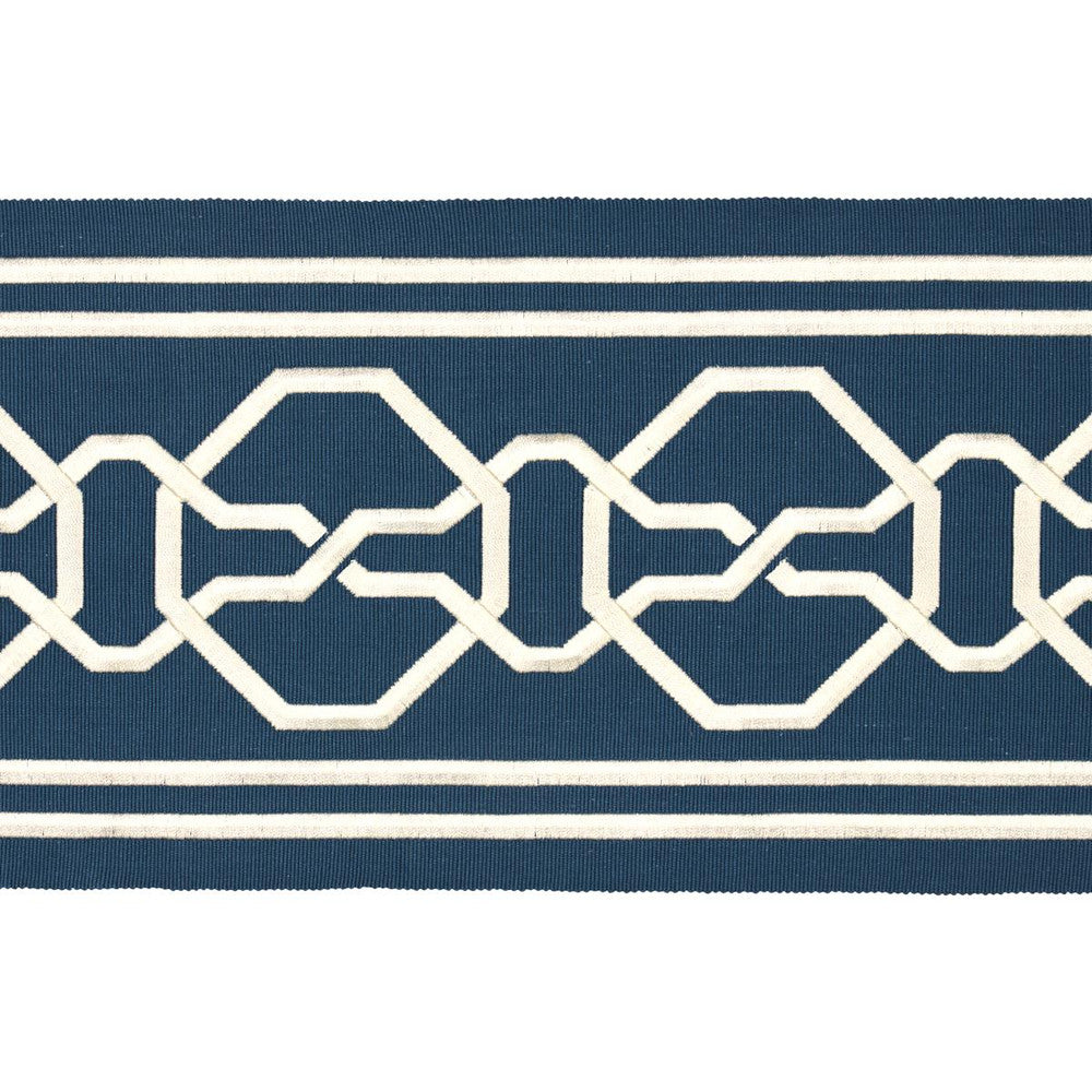 Malmaison Tape Blue 77350 by Schumacher Designer Trim Statement Trims 3.75" - Swanky Fabrics -