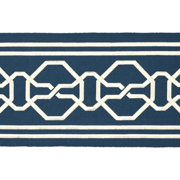 Malmaison Tape Blue 77350 by Schumacher Designer Trim Statement Trims 3.75" - Swanky Fabrics -