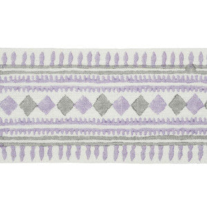 Schumacher Trim Toula Hand Blocked Linen Tape Lilac & Grey 77332